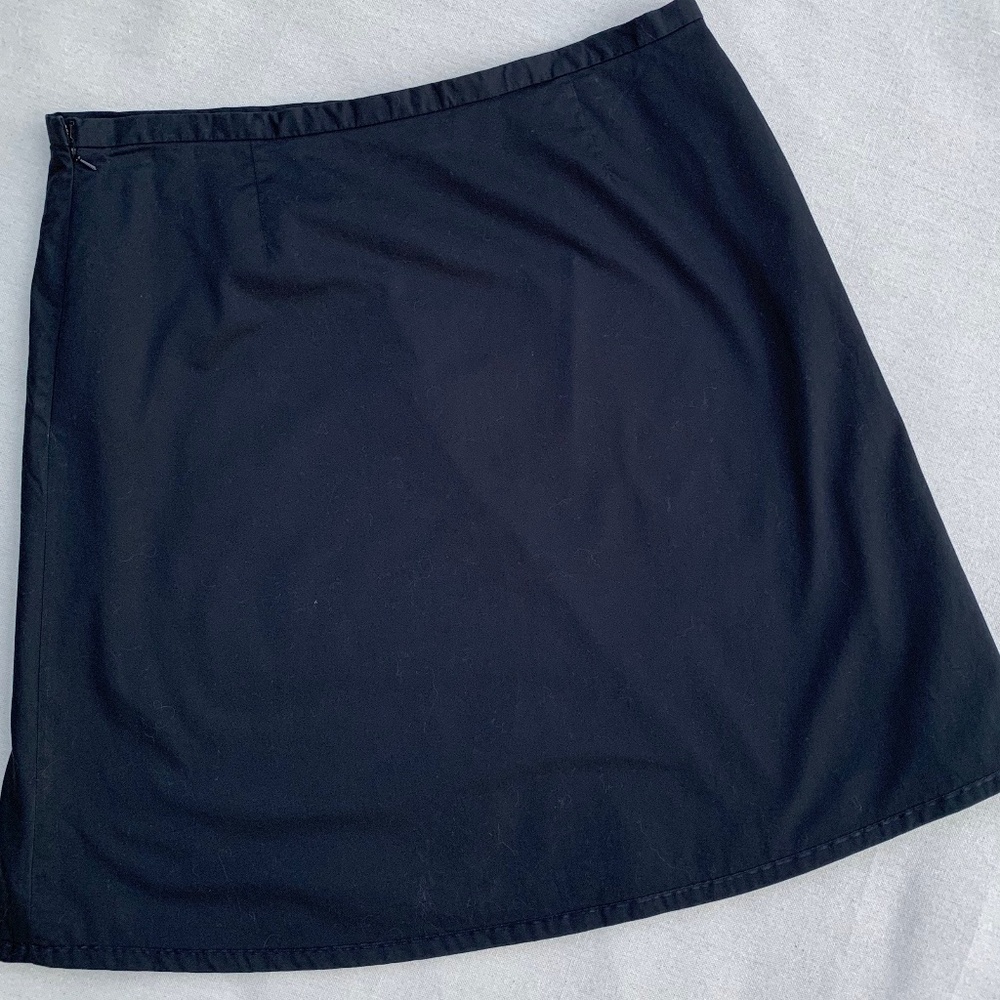 Black A-Line Skirt w/ Embroiderd Flower Detail - Picture 4 of 5